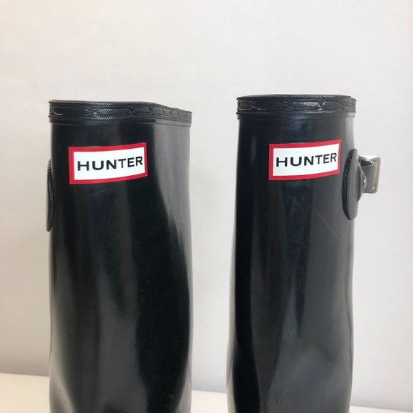 Hunter Boots Original Gloss Tall Black Rain Boots Women's Size 8 - Picture 2 of 10